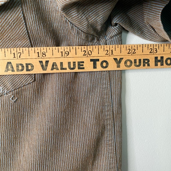 Kavu Shirt Adult Medium Gray Striped Short Sleeve Button Up - Picture 6 of 8